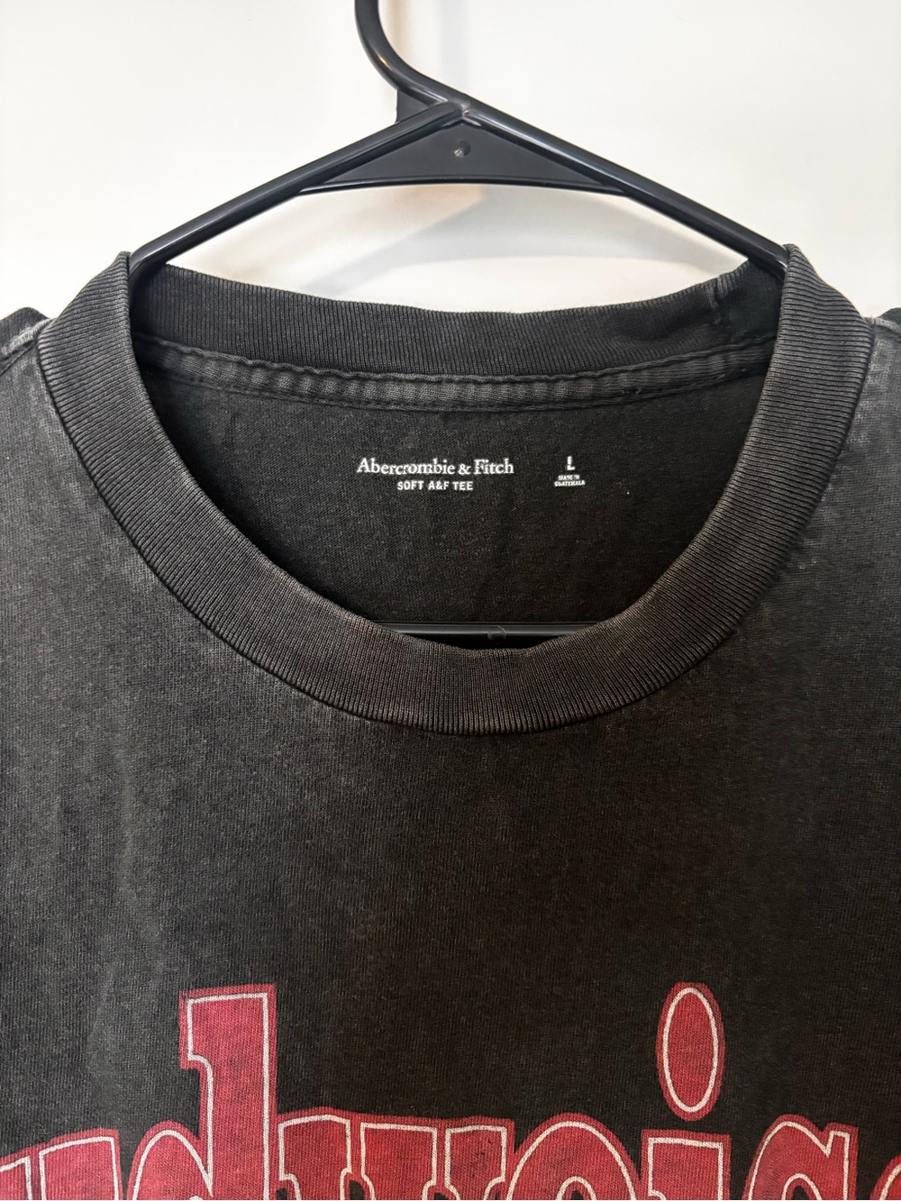 Abercrombie Soft A&F Budweiser Black Tee with Red and White Crest Graphic - Picture 2 of 3